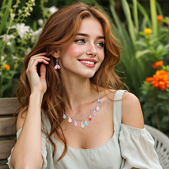 80 шт. 8-х цветные подвески из стекла с эффектом кракле&nbsp;PALLOY-TAC0186