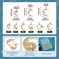 12pcs 6 styles pendentifs en laiton micro pavé de zircone cubique&nbsp;KK-TA0008-69