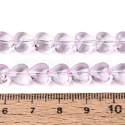 ベーキングペイント透明ガラスビーズ連売り  ハート  パールピンク  8x8x5mm  穴：0.5~0.9mm  約80~81個/連  23.62~24.41インチ（60~62cm）&nbsp;DGLA-N021-01A-04