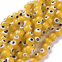 Handgefertigte Murano bösen Blick runde Perle Stränge&nbsp;X-LAMP-L055-8mm-01