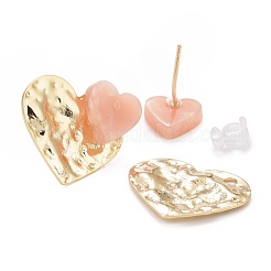 Серьги-гвоздики с сердцем спереди и сзади из полимера&nbsp;EJEW-I265-05G