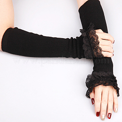 1 Paar lange Spitzenhandschuhe aus Acrylfasern&nbsp;AJEW-CN0006-67B