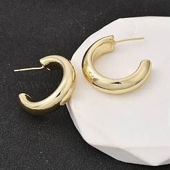 Серьги-гвоздики в форме буквы С из латуни с покрытием стойки&nbsp;EJEW-L308-02G