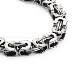 合金ビザンチンチェーンブレスレット  アンティークシルバー  内径：2インチ（5.2cm）&nbsp;BJEW-N015-007