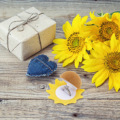 Шкатулки для украшений из бархата подсолнуха&nbsp;CON-WH0092-62