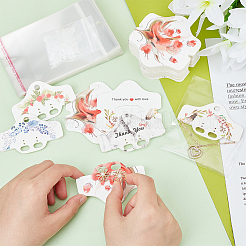 100 шт. шестиугольник с цветочным узором из бумаги для демонстрации ювелирных изделий DIY-PH0013-47