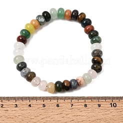 Braccialetti elasticizzati da donna con perline rondelle in pietra naturale mista.&nbsp;GG-CBA3F02-07
