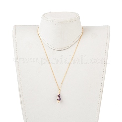 Améthyste naturelle pendentif collier et boucles d'oreilles ensembles de bijoux&nbsp;SJEW-JS01060-03