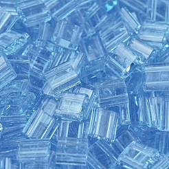 MIYUKIティラビーズ  日本製シードビーズ  2穴  （tl148)透明アクア  5x5x1.9mm  穴：0.8mm  約118PCS /ボトル  10 G /ボトル&nbsp;SEED-JP0008-TL0148