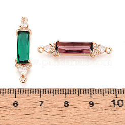 Подвески-коннекторы из латуни с микропаве из прозрачного кубического циркония и стекла&nbsp;KK-T076-02KCG