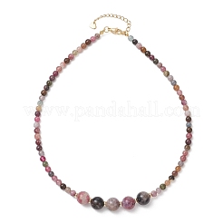 Круглые натуральные разноцветные турмалиновые бусы градуированного размера&nbsp;NJEW-JN05952-02