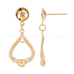 Латунные микро-паве прозрачные серьги-гвоздики из циркония KK-S364-040