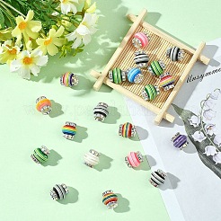 20 шт. бусины из смоляных стразов в форме фонаря с полосатым узором&nbsp;KK-YW0003-92