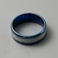 Текстурированное кольцо из нержавеющей стали 201&nbsp;RJEW-WH0017-05BL