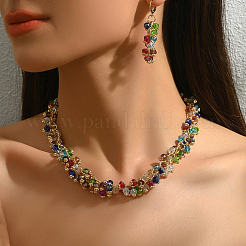 Комплекты ожерелий и серег из круглых бусин из железа и пластика для женщин IU1293