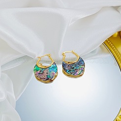 Orecchini a cerchio in acciaio inossidabile 304 e conchiglia paua&nbsp;WG98D21-02