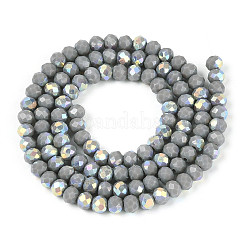 Нити из непрозрачных стеклянных бусин-ронделей с цветным покрытием ab&nbsp;EGLA-T029-4mm-09A