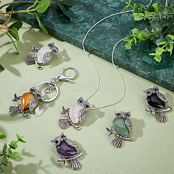 6 шт. 6 стиля подвески из цинкового сплава с натуральными драгоценными камнями&nbsp;FIND-PH0025-35