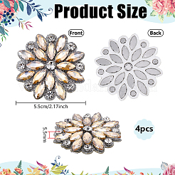 4 pieza de flor de vidrio con rhinestone&nbsp;STIC-FG0001-11A