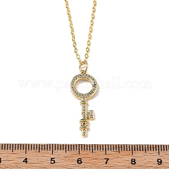Латунные микропаве кубические цирконии кольцо ключ кулон ожерелья для женщин NJEW-R027-03G-03