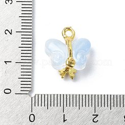 ガラスチャーム  合金パーツ  蝶  ゴールドカラー  ブルー  15.5x14.5x7.5mm  穴：1.5mm&nbsp;GLAA-I054-01D