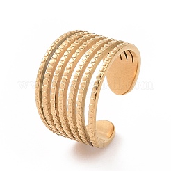 Ионное покрытие (ip) 304 нержавеющая сталь многорядное широкое открытое кольцо-манжета для женщин&nbsp;RJEW-L103-39G