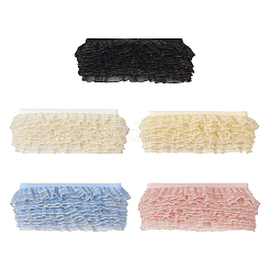 25 ярд двухцветных двухъярусных плиссированных шифоновых полиэстеровых лент&nbsp;ORIB-CW0001-01