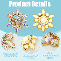 2 шт. Цветочные украшения из страз&nbsp;DIY-FG0006-42G-01