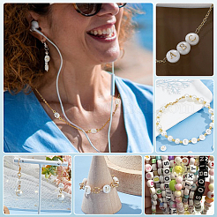 26 шт. 26 вида натуральных белых ракушечных бусин овальной формы BSHE-PH0001-59