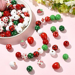 100 pièce de perles en bois naturel teintées&nbsp;WOOD-CJ0002-80