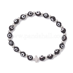 Браслеты ручной работы из бусин-лэмпворк от сглаза для женщин BJEW-JB12290-02