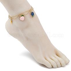 Bracelet de cheville à breloque fruit en alliage émaillé&nbsp;AJEW-AN00560-01
