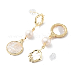 Натуральная жемчужина болтается серьги EJEW-P256-36G