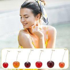 12 шт. серьги-гвоздики из сплава и смолы вишни для женщин&nbsp;EJEW-UN0002-82