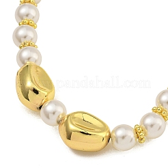 Стойка для покрытия латунь и АБС пластик жемчужные бусины бисерные ожерелья для женщин NJEW-C059-16G