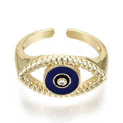 Латунные кольца из манжеты с прозрачным цирконием RJEW-T016-20G-NF