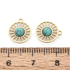Плоские круглые подвески из синтетической бирюзы&nbsp;STAS-N123-03G-02