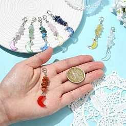 8 ciondolo decorativo in vetro trasparente a forma di luna e pietre preziose in 8 colori&nbsp;HJEW-YW00382