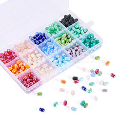 450 pieza de cuentas de vidrio opaco de 15 colores.&nbsp;GLAA-TA0003-25