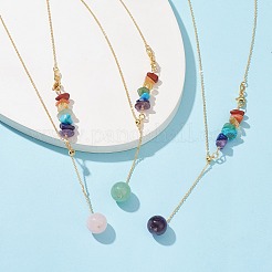 Ожерелье-ларат из натуральных смешанных драгоценных камней NJEW-JN04509