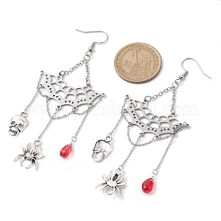 Серьги с подвесками из сплава стекла EJEW-TA00425