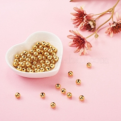 真鍮ビーズ  長持ちメッキ  ラウンド  ゴールドカラー  7x6.5mm  穴：1.8mm  100個/セット&nbsp;KK-SZ0001-10G-7mm