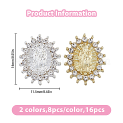 16 шт. 2-х цветные стеклянные кабошоны со стразами&nbsp;MRMJ-HY0002-26