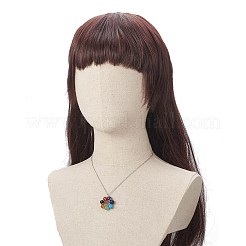 天然と合成の混合宝石ビーズフラワーダングルイヤリング＆ペンダントネックレス  女性用304ステンレスジュエリーセット  17-7/8インチ（45.5cm）  50mm  ピン：0.6mm&nbsp;SJEW-JS01270
