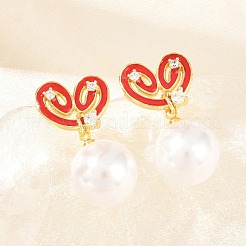 Valentinstag-Ohrstecker aus Messing mit klaren Zirkonia&nbsp;EJEW-Z164-07G