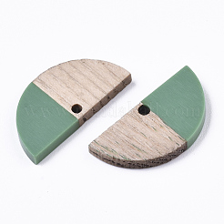 Pendentifs demi-cercle en résine et bois&nbsp;RESI-S358-54