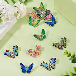 12 pièce 6 styles d'épingles en émail papillon&nbsp;JEWB-TA0001-23