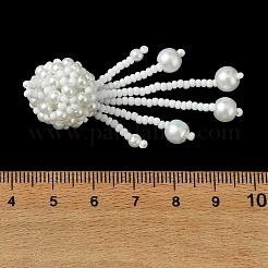 ガラスシードビーズとガラスパールの大きなペンダント  クラゲチャーム  ホワイト  56x16.5mm  穴：4mm&nbsp;PALLOY-MZ01336-01