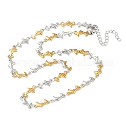 Collares de cadena de eslabones de delfín de acero inoxidable 304 de dos tonos para mujer&nbsp;NJEW-G201-02GP