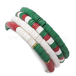 4pcs 4 bracelets extensibles en argile polymère faits à la main&nbsp;BJEW-TA00495
